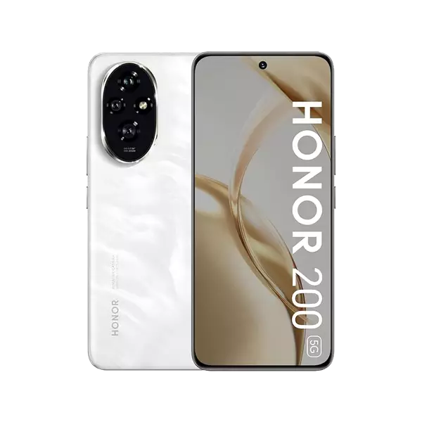 نمای پشت و جلو گوشی موبایل آنر Honor 200-5G ظرفیت 256 رم 12 گیگابایت سفید