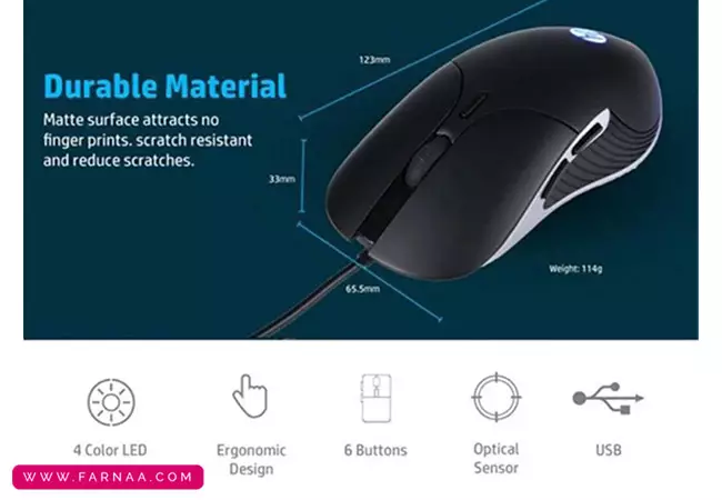 ماوس گیمینگ با سیم اچ پی مدل M280