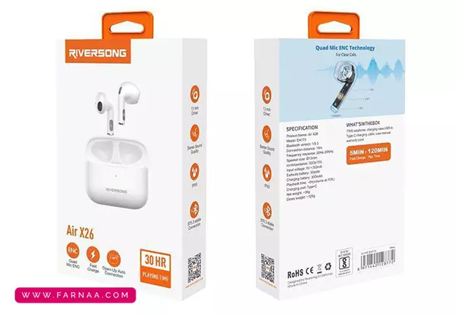 هندزفری بلوتوثی ریورسانگ مدل Air X26 EA173