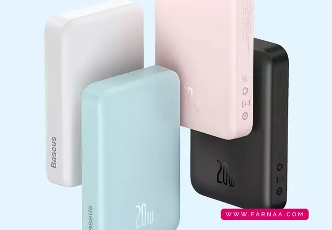 پاوربانک 20 وات بیسوس مدل Magnetic Mini wireless fast charge ظرفیت 5000 میلی آمپر ساعت