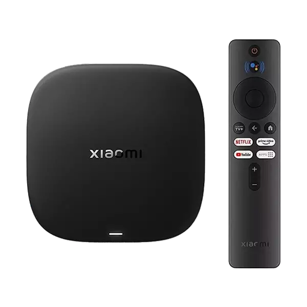 نمای جلوی  اندروید باکس شیائومی مدل ( TV Box S 3rd Gan ) به همراه کنترل 