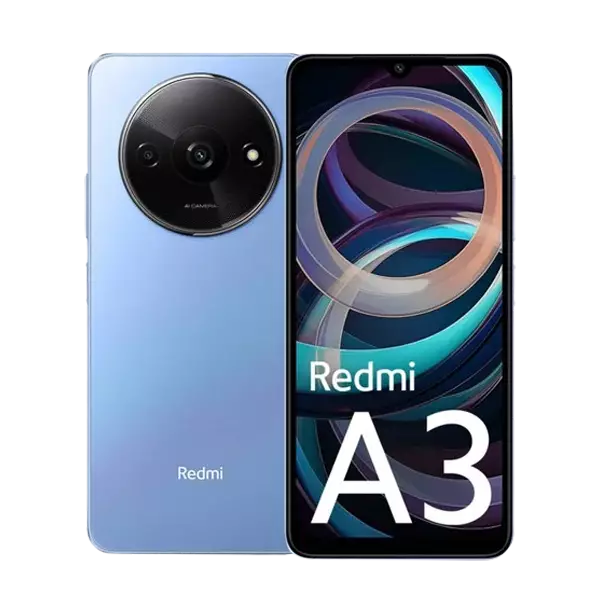  نمای جلو و پشت گوشی موبایل شیائومی Redmi A3 ظرفیت 128 رم 6 گیگابایت ابی