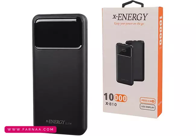 پاوربانک ایکس انرژی مدل X-810 با توان 22.5W و ظرفیت 10000 میلی‌آمپر ساعت