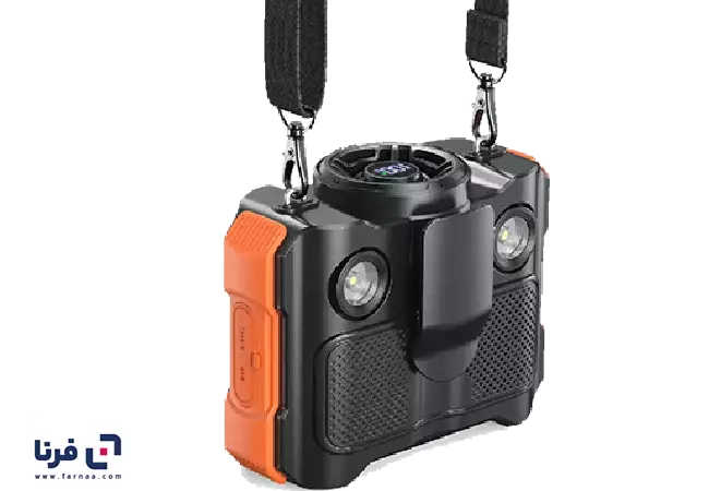 طراحی پنکه کمری شارژی و اسپیکر بلوتوث دار پرودو مدل Waistfan PDPNW50BK با باتری 8000mAh