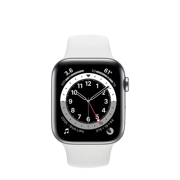 جلوی  ساعت هوشمند اپل واچ سری 3 جی پی اس مدل 38mm Aluminum Case Sport Silicon Band سفید