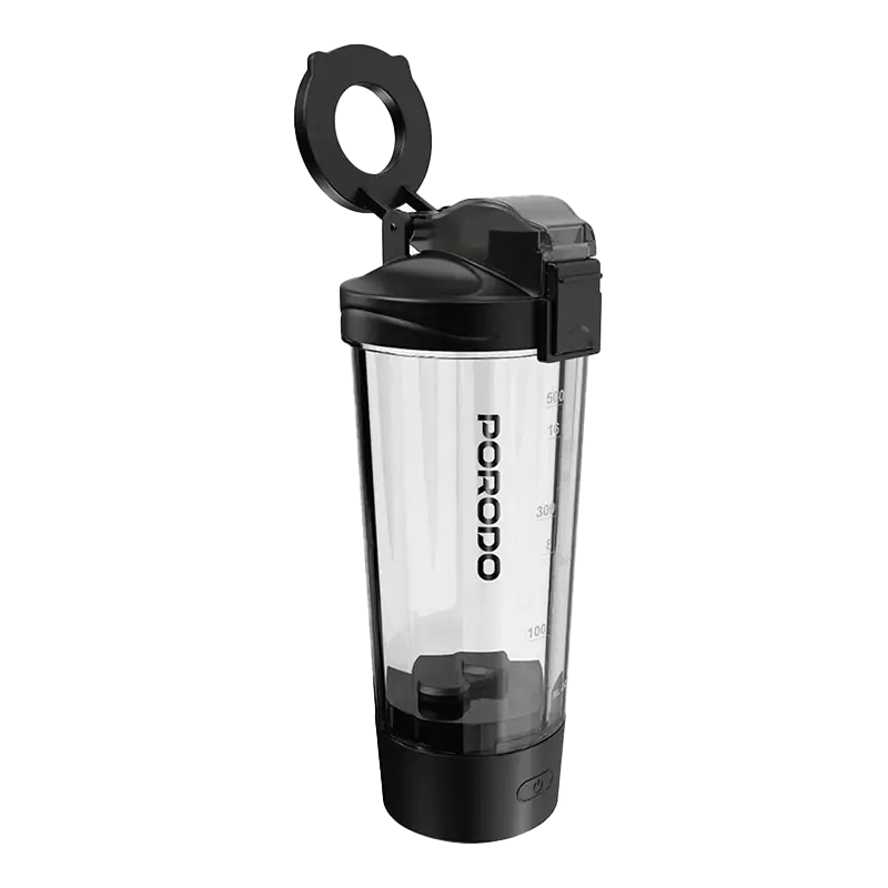 شیکر هوشمند ورزشی Porodo Grip & Mix مدل PDFFX396FQ با مخلوط کن برقی و نگهدارنده موبایل
