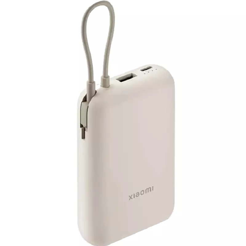 پاوربانک شیائومی مدل Integrated Cable ظرفیت 10000 میلی آمپر ساعت با کابل USB-C داخلی و شارژ سریع 22.5 وات