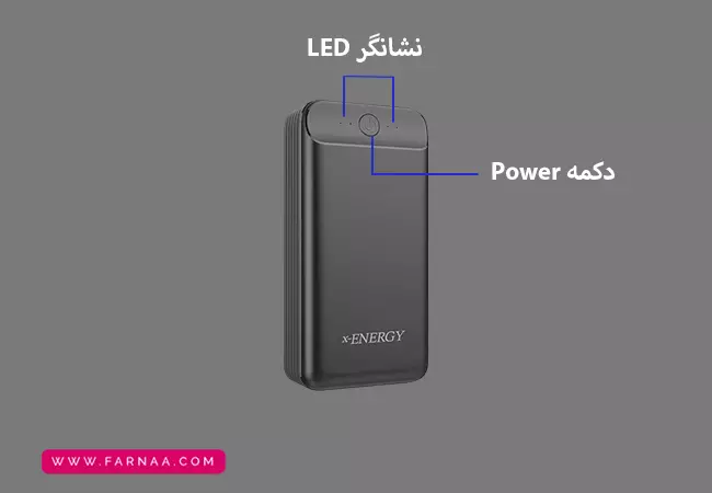 نشانگر LED پاور بانک ایکس انرژی مدل X-98PD ظرفیت 30000 میلی آمپر ساعت