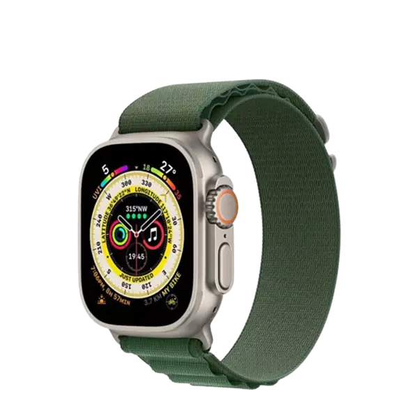 نمای نیم رخ راست  ساعت هوشمند گرین لاین مدل Ultra Active تیتانیوم-سبز