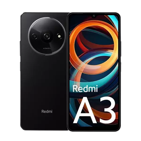 نمای جلو و پشت  گوشی موبایل شیائومی Redmi A3 ظرفیت 128 رم 6 گیگابایت مشکی