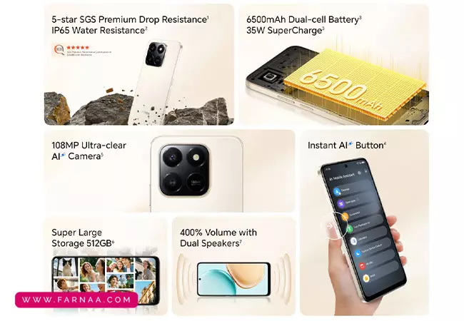 گوشی موبایل آنر مدل Honor X7d ظرفیت ۲۵۶ گیگابایت و رم ۸ گیگابایت