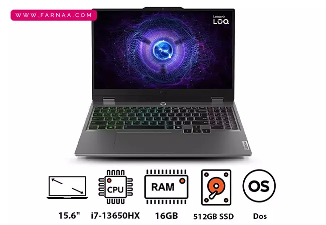 لپ تاپ 15.6 اینچی لنوو مدل LOQ 15IRX9 Core i7 13650HX 16GB 512GB SSD RTX4060