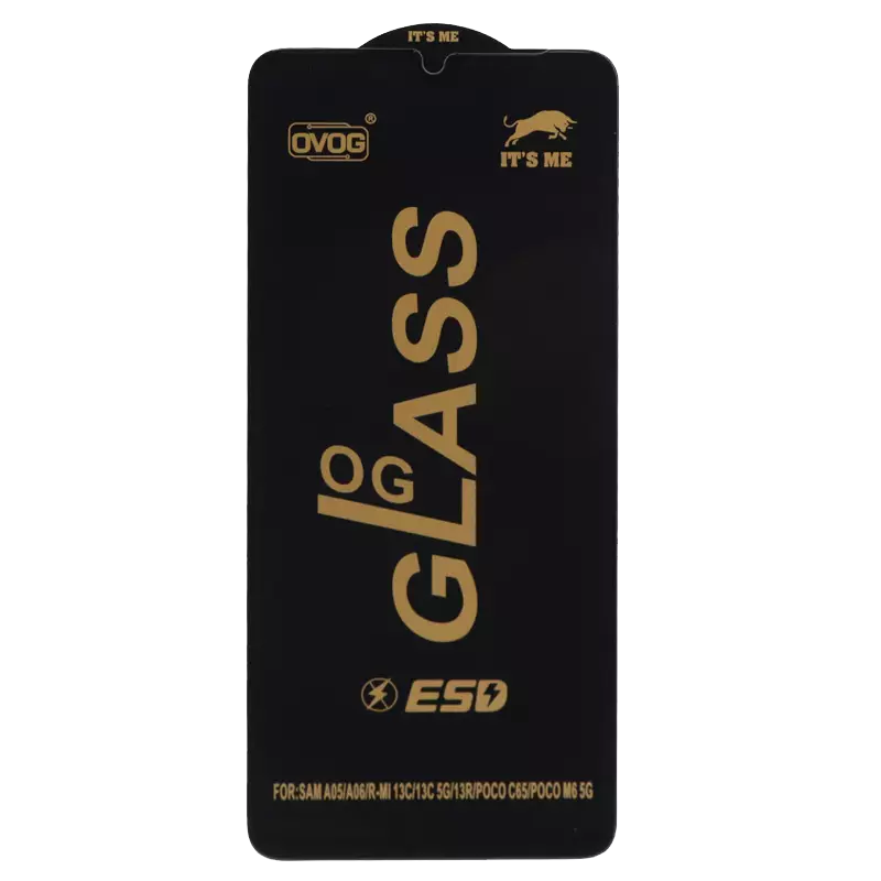 محافظ صفحه نمایش شیشه ای گوشی موبایل مدل Full Cover OG ESD OVOG مناسب Samsung Galaxy A07 / A06 / A05 / Xiaomi Redmi 13C / Poco C65 / Poco M6 5G / Honor X7 / X7A / Realme C51 / Realme C53