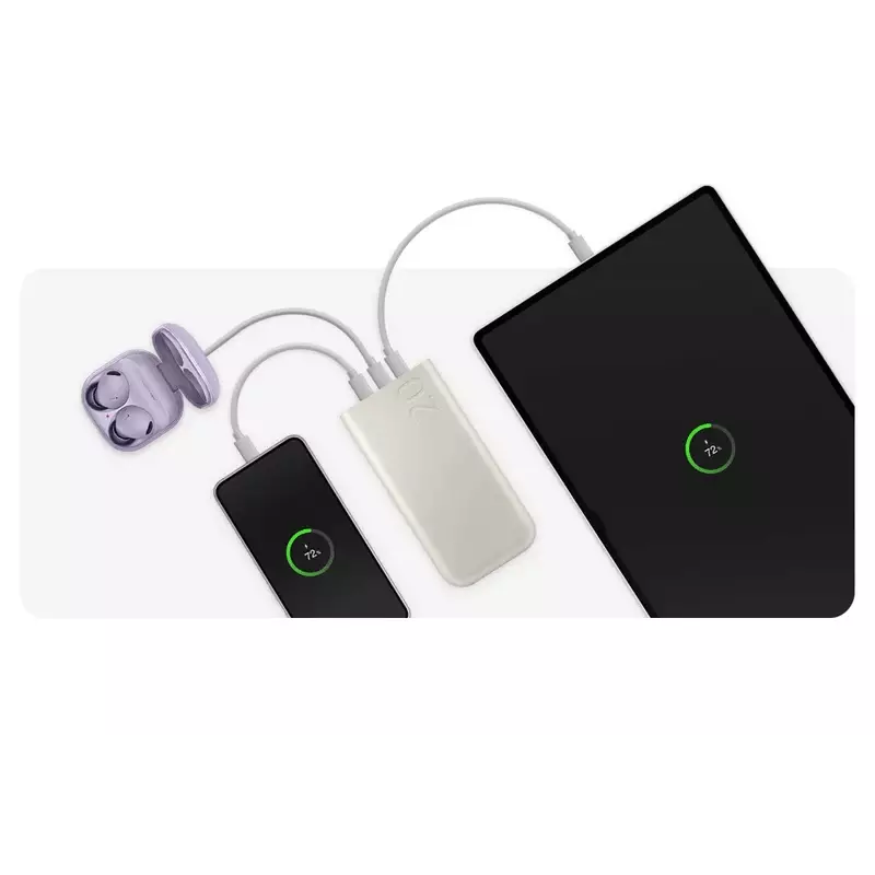 پاوربانک سامسونگ مدل Battery Pack EB-P4520 ظرفیت 20000 میلی آمپر ساعت در حال اتصال