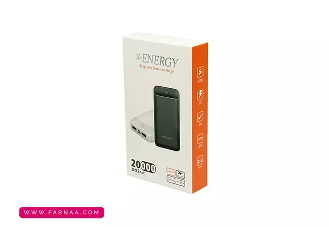 پاوربانک ایکس انرژی مدل X-92MAX ظرفیت ۲۰۰۰۰ میلیآمپر ساعت