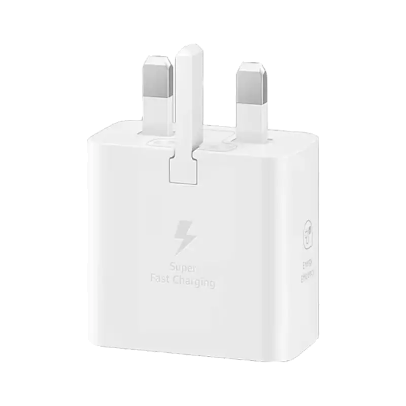 شارژر دیواری 3 پین سامسونگ مدل Power Adapter EP-T2510 توان 25 وات سفید عمودی