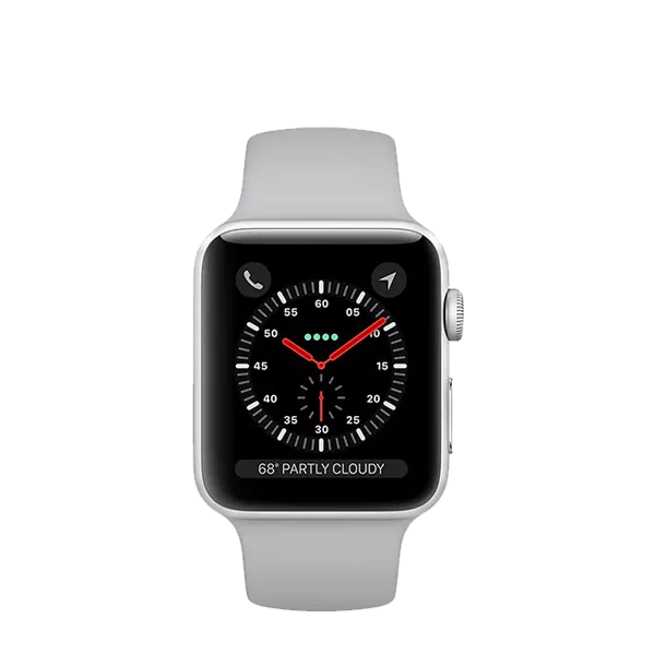 جلوی  ساعت هوشمند اپل واچ 3 مدل 42mm Aluminum Case Sport Silicon Band سفید