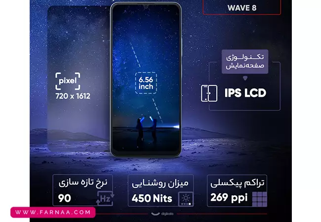 گوشی موبایل بلک ویو مدل WAVE 8 ظرفیت 256 رم 4 گیگابایت