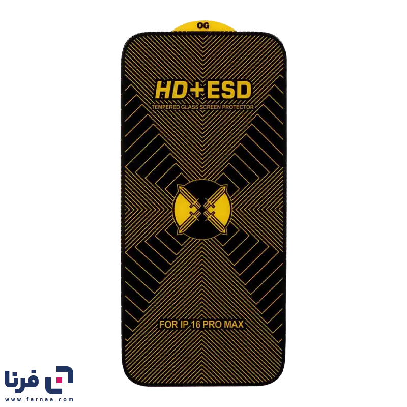 محافظ صفحه نمایش شیشه ای Full Cover HD Plus ESD مدل Apple iPhone 16 Pro Max