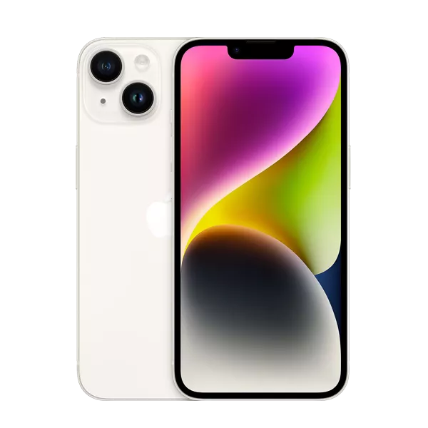 پنل جلو و پشت گوشی موبایل اپل مدل iPhone 14 دو سیم‌ کارت ظرفیت 128 گیگابایت و 6 گیگابایت رم سفید