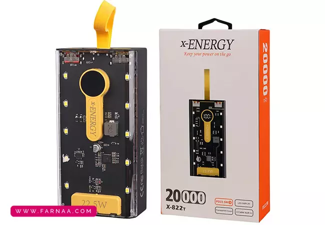 پاوربانک ایکس انرژی مدل X-822T 22.5W با ظرفیت 20000 میلی آمپر ساعت