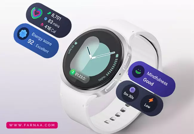 ساعت هوشمند 44 میلی‌متری سامسونگ مدل Galaxy Watch 8 با بند پلاستیکی