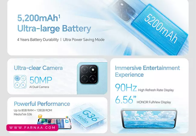 گوشی موبایل آنر مدل X5b 4G ظرفیت ۶۴ رم ۴ گیگابایت - با شارژر