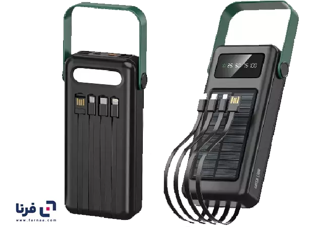 طراحی بدنه پاوربانک خورشیدی گرین لاین مدل Solar Max GN700DSCAMBK ظرفیت 30000 میلی آمپر ساعت