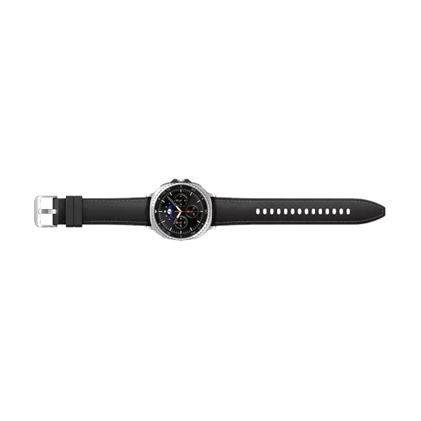 نمای رو به رو  ساعت هوشمند 46 میلی متری سامسونگ Galaxy Watch 8 Classic با بند چرمی