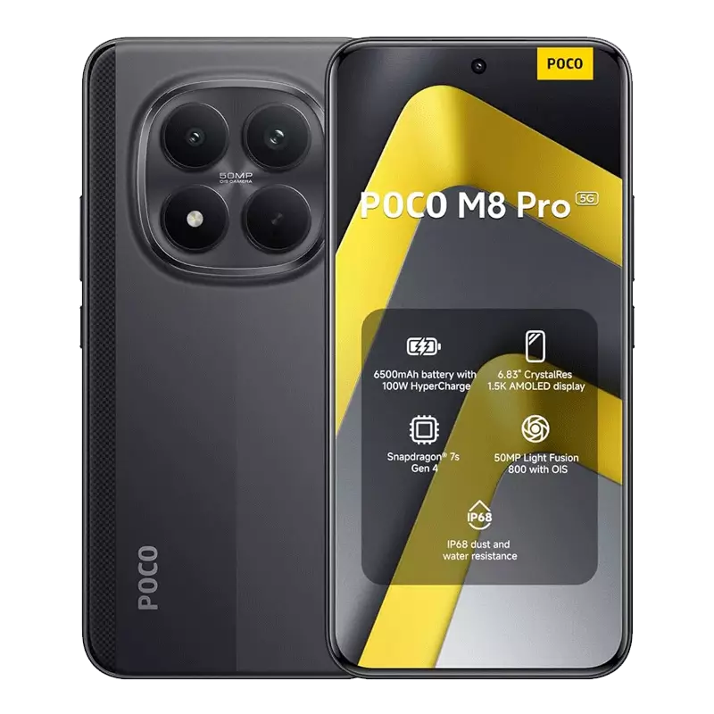 گوشی موبایل شیائومی مدل Poco M8 Pro 5G ظرفیت 512 گیگابایت رم 12 گیگابایت مشکی