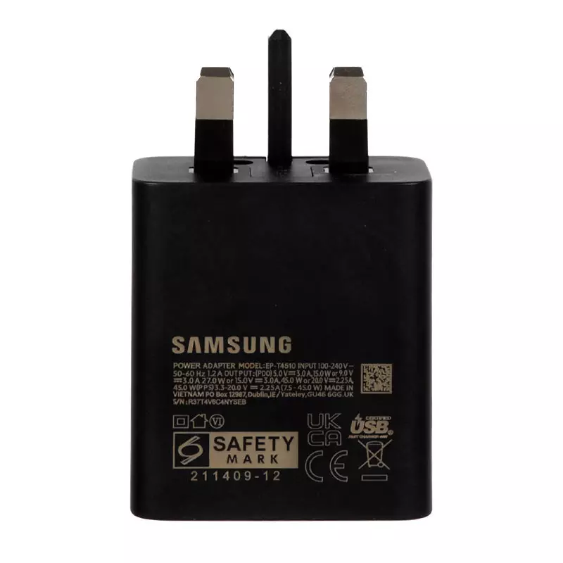 شارژر دیواری سه پین سامسونگ مدل T4511 GAN-NFC 45W PD به همراه کابل Type-C