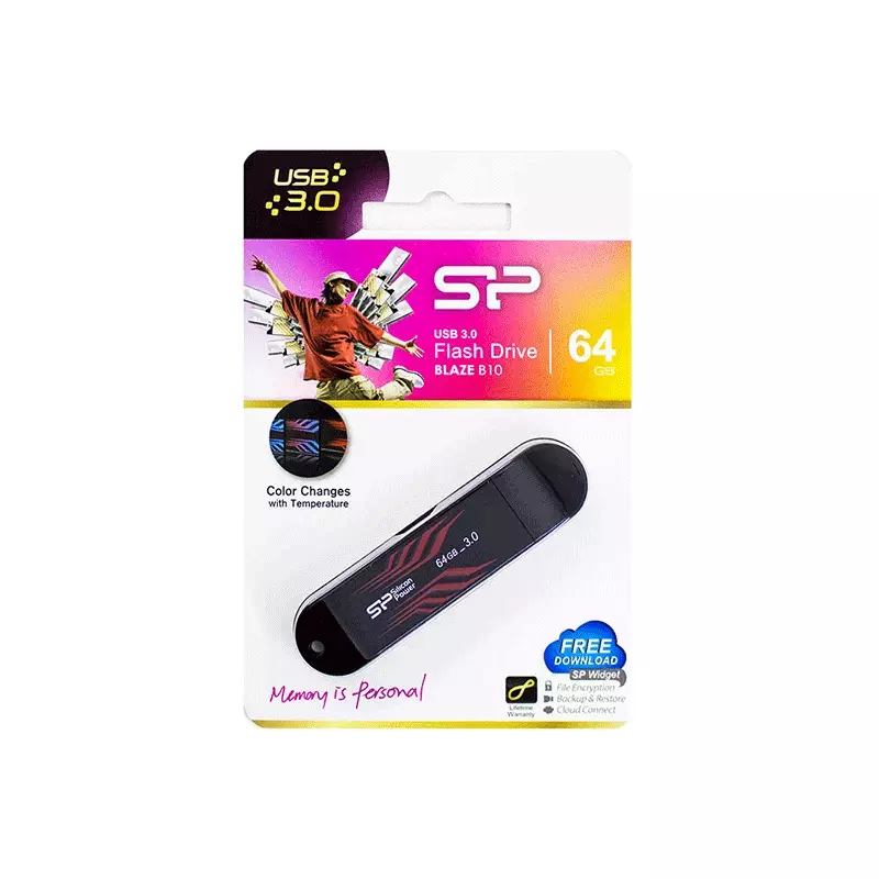 فلش مموری سیلیکون پاور مدل blaze b10 ظرفیت 64 گیگابایت جعبه