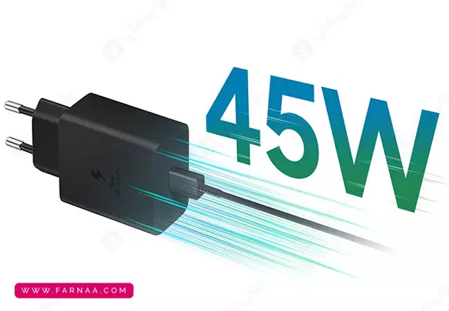 شارژر سریع سامسونگ 3 پین 45 وات USB-C مدل PD بدون کابل
