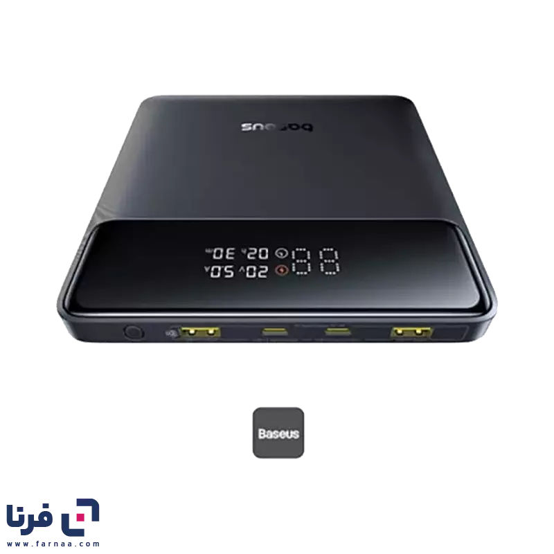 نمای بالا پاوربانک بیسوس مدل blade h1 p1002160412300 ظرفیت 20000 میلی آمپر ساعت مشکی