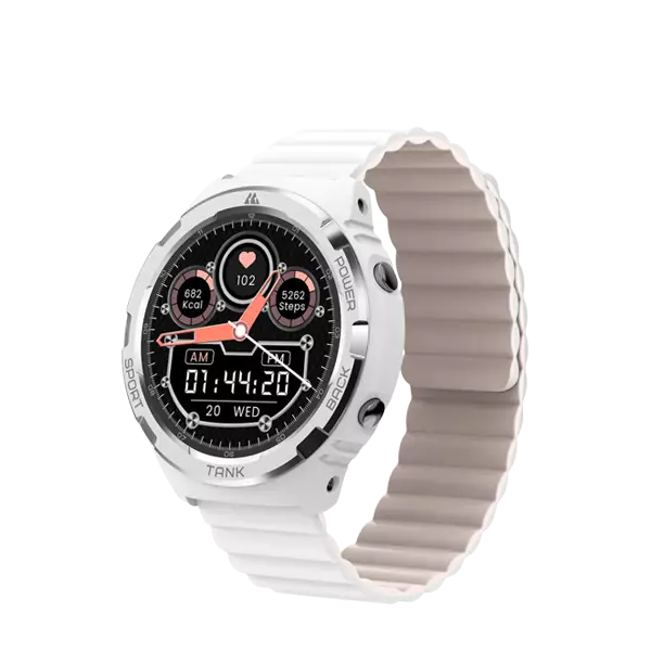 نمای نیم رخ راست ساعت هوشمند کازپت مدل Tank S1 سفید