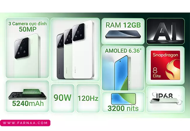 گوشی موبایل شیائومی Xiaomi 15 5G ظرفیت 512 رم 12 گیگابایت