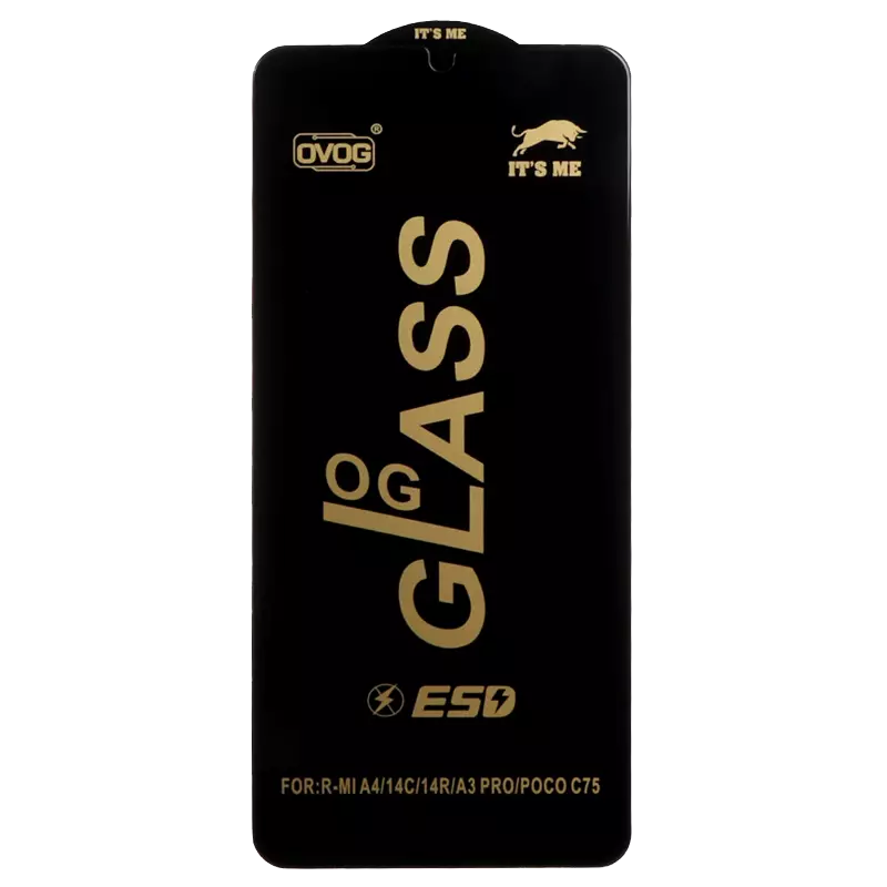 محافظ صفحه نمایش شیشه ای گوشی موبایل مدل Full Cover OG ESD OVOG مناسب Xiaomi Redmi 14C / Poco C75 / Poco C71 / Redmi A5 / Redmi A3 Pro / Redmi A4