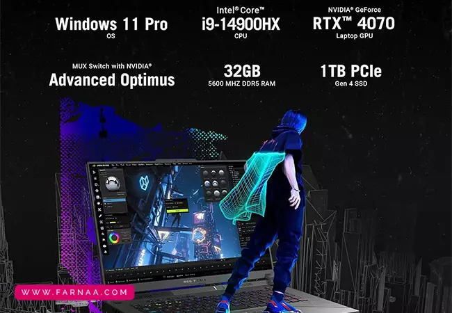 لپ تاپ 16 اینچی ایسوس مدل ROG Strix 16 G614gir i9 14900HX 32GB 1TB RTX4070