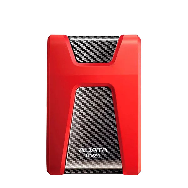 نمای روبرو هارد اکسترنال ای دیتا مدل HD650 ظرفیت 1 ترابایت قرمز
