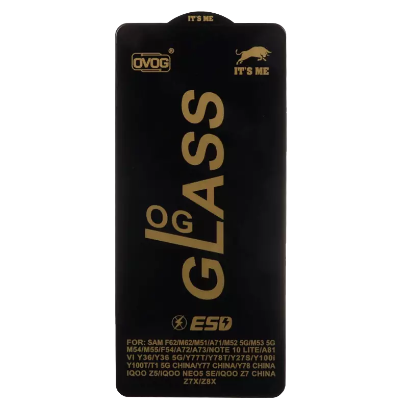 محافظ صفحه نمایش شیشه ای گوشی موبایل مدل Full Cover OG ESD OVOG مناسب Samsung A71 / A72 / A73 / M51 / M52 / M53 / M54 / M62 / Note 12 Pro 5G / Note 12 Pro Plus / Poco X5 Pro / Poco F5