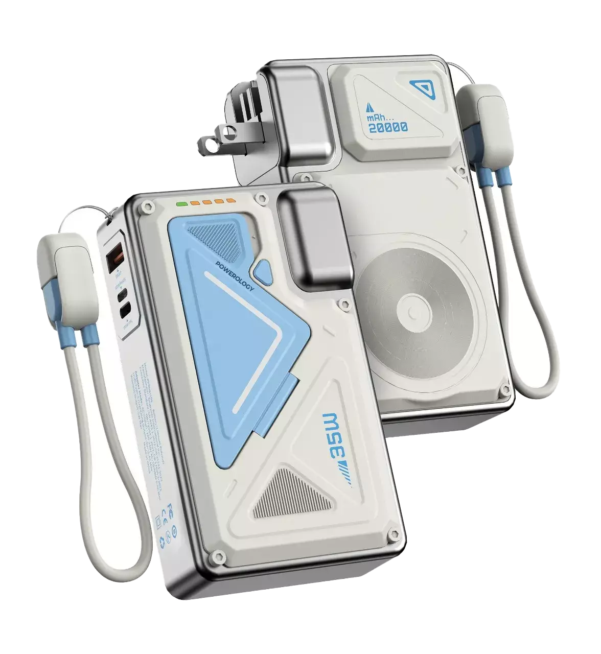 پاوربانک مگ سیف پاورولوژی مدل Powerology MagSafe PPBMH104BK ظرفیت 20000 میلی آمپر ساعت رنگ سفید