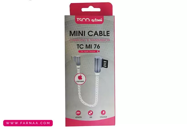 کابل تبدیل USB به لایتنینگ تسکو مدل TC MI76 طول 0.2 متر