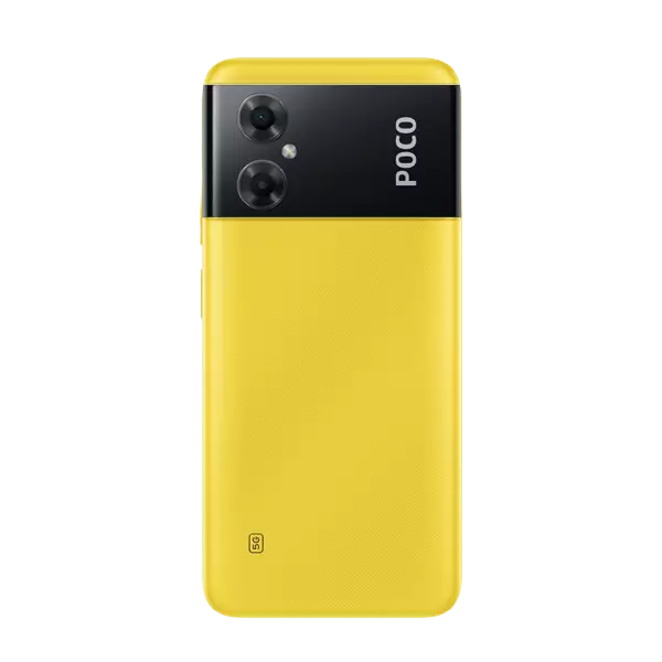 نمای پشت گوشی موبایل شیائومی POCO M4 5G ظرفیت 128 رم 6 گیگابایت زرد