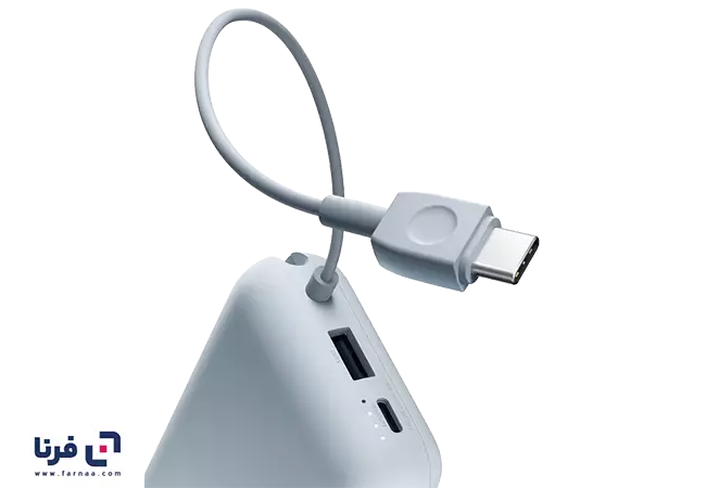 کابل همراه و درگاه شارژ پاوربانک شیائومی مدل Integrated Cable ظرفیت 10000 میلی آمپر ساعت با کابل USB-C داخلی و شارژ سریع 22.5 وات