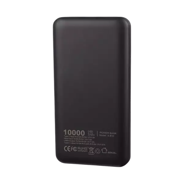 نمای پشت  پاوربانک ایکس انرژی مدل X-810 22.5W ظرفیت 10000 میلی آمپر ساعت