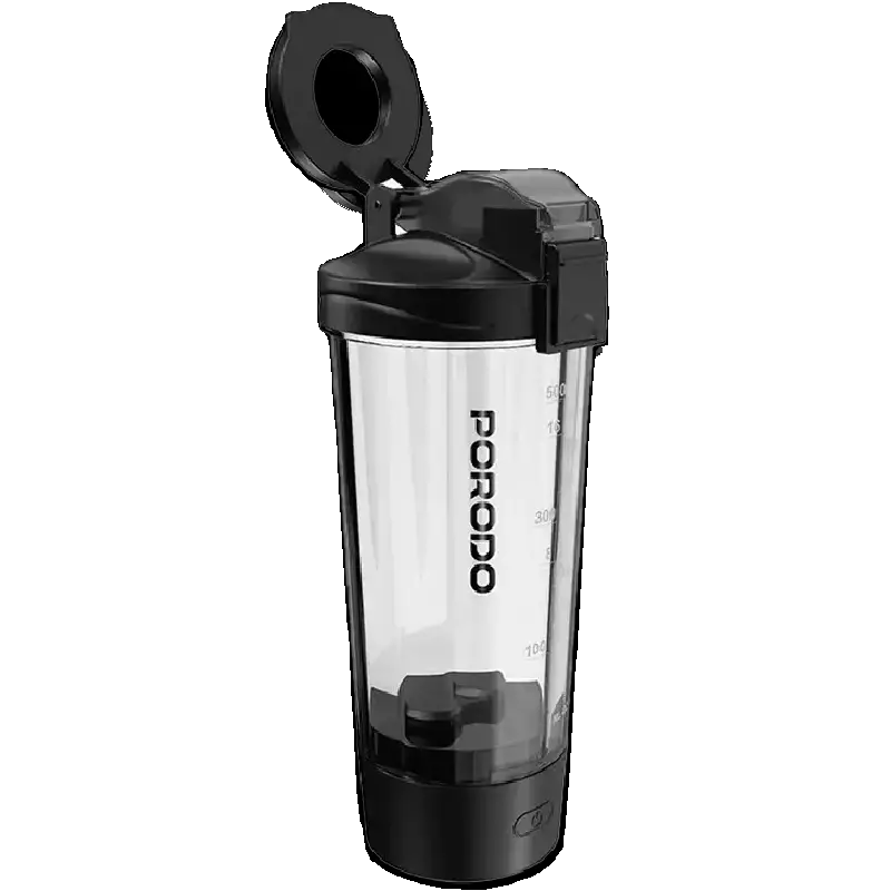 شیکر هوشمند ورزشی Porodo Grip & Mix مدل PDFFX396FQ با مخلوط کن برقی و نگهدارنده موبایل