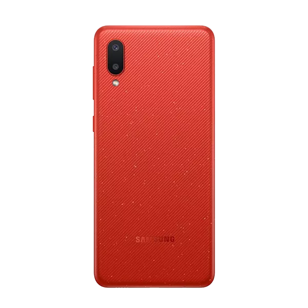 نمای پشت گوشی موبایل سامسونگ A02 ظرفیت 64 رم 3 گیگابایت قرمز