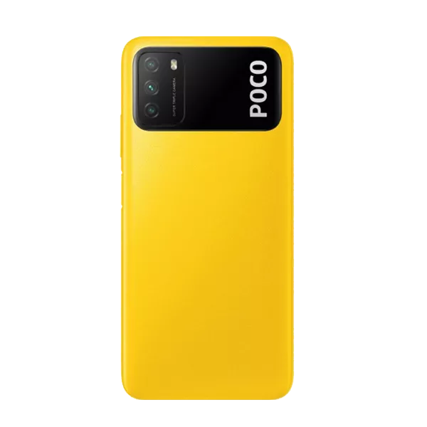 نمای پشت گوشی موبایل شیائومی Poco M3 ظرفیت 64 رم 4 گیگابایت زرد