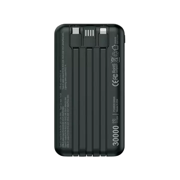 نمای پشت  پاوربانک ایکس انرژی مدل X-834 22.5W ظرفیت 30000 میلی آمپر ساعت
