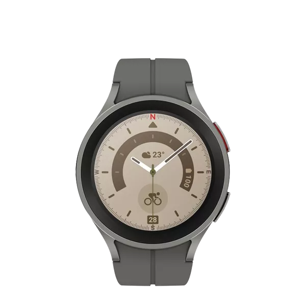 نمای جلوی ساعت هوشمند سامسونگ مدل (Galaxy Watch5 Pro SM-R920 (45mm خاکستری